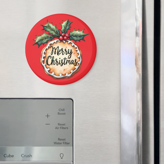 God jul Cookie med Holly Berries Magnet (In Situ (Fridge))