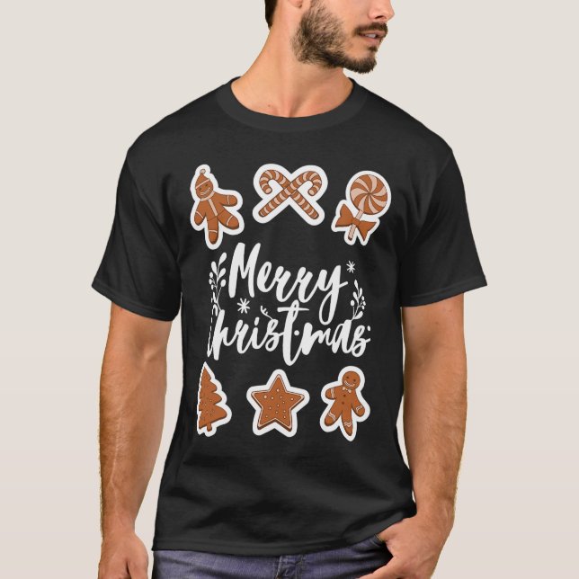 God jul Cookies Pepparkaksgubbe Träd Bakin T Shirt (Framsida)