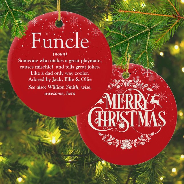 God jul Coola Funcle farbror Definition Julgransprydnad Keramik (Merry Christmas Cool Funcle Uncle Definition Ceramic Ornament)