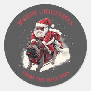 God jul Coola Jultomten Fransk Bulldog Runt Klistermärke