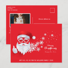 God jul Coola Santa Red Family Photo Helg Vykort