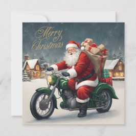 God jul Coola Vintage Santa på motorcykel Julkort