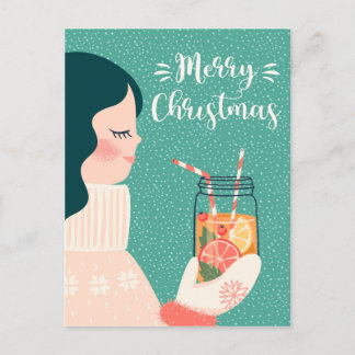 God jul Coola Winter Theme Gift Girl Photo Helg Vykort