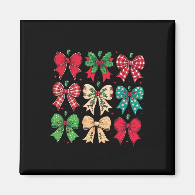 God jul Coquette Bow Julafton Pajamas Family M Magnet (Framsidan)