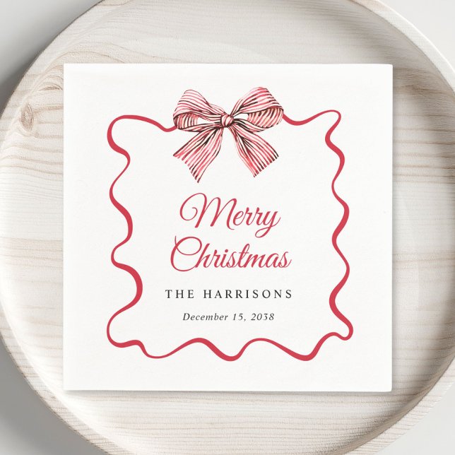 God Jul Coquettebåge Pappersservett (Merry Christmas Coquette Bow Napkins
)