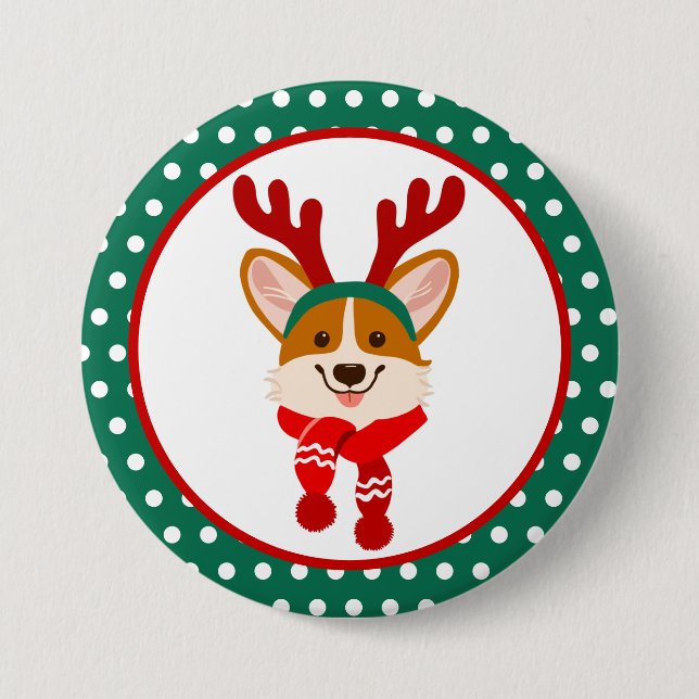God jul Corgi Hund Button Knapp (Framsida)