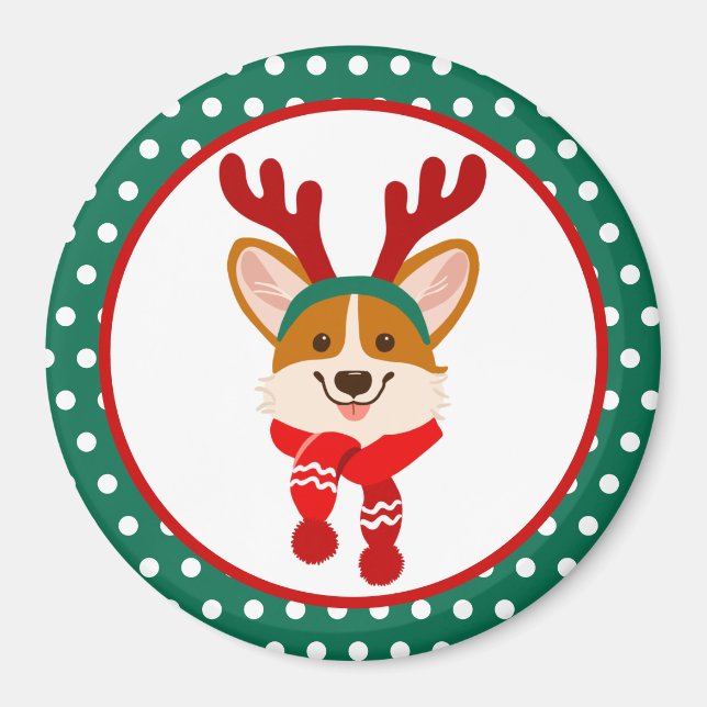 God jul Corgi Hund Magnet (Framsidan)