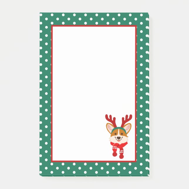 God jul Corgi Hund Post-it Notes Block (Framsida)