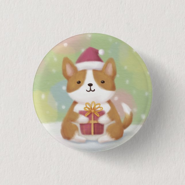 God jul: Corgi Illustration Art Knapp (Framsida)