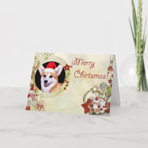 God jul Corgi med Santa Hat Helgkort