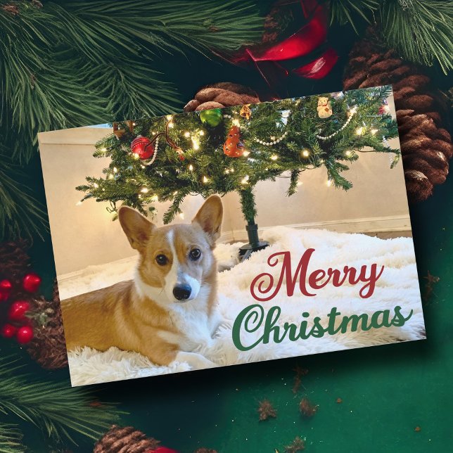 God jul Corgi vackra Hund under Träd Julkort (Skapare uppladdad)