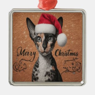 God jul Cornish rex Cat, Julafton Santa Kattunge Julgransprydnad Metall