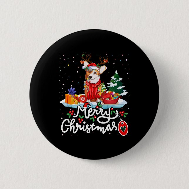 God jul Costume Reindeer Cute Santa Corgi Knapp (Framsida)