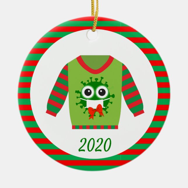 God jul Covid Coronavirus 2020 Julgransprydnad Keramik (Framsidan)