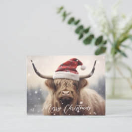 God jul Cow i Santa Hat-budgeten Helg Vykort