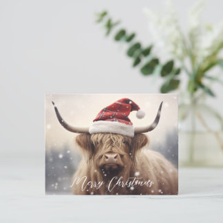 God jul Cow i Santa Hat-budgeten Helg Vykort