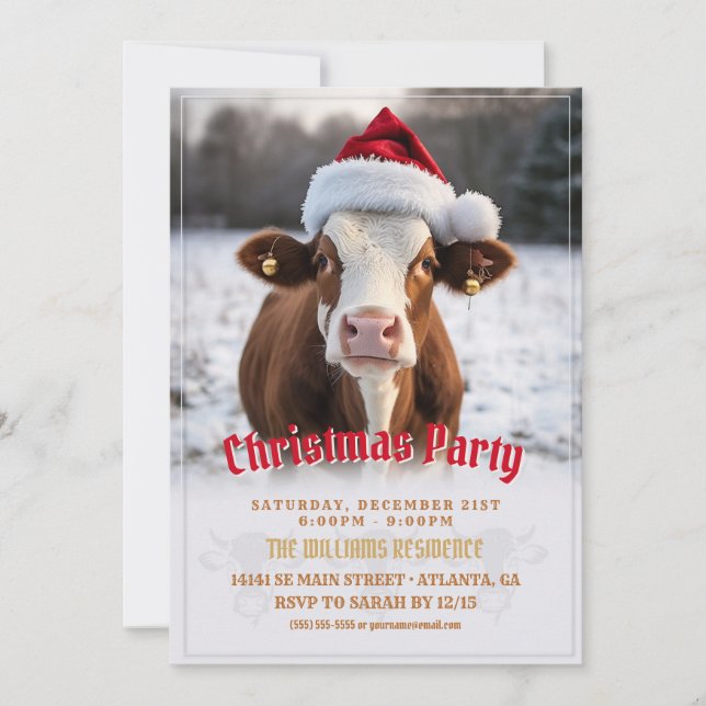 God jul Cow Inbjudningar (Framsida)