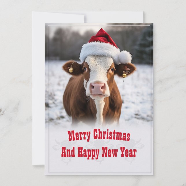 God jul Cow Julkort (Framsida)