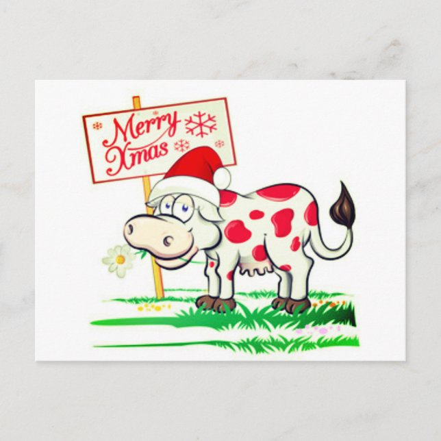 God jul Cow Vykort (Framsida)