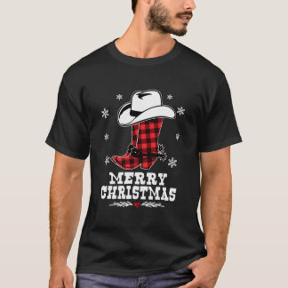 God jul Cowboy Boots Red Buffalo Play Xma T Shirt