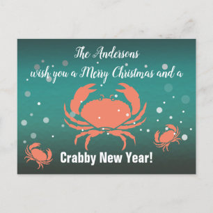 god jul Crabby-nyår! Helg Vykort