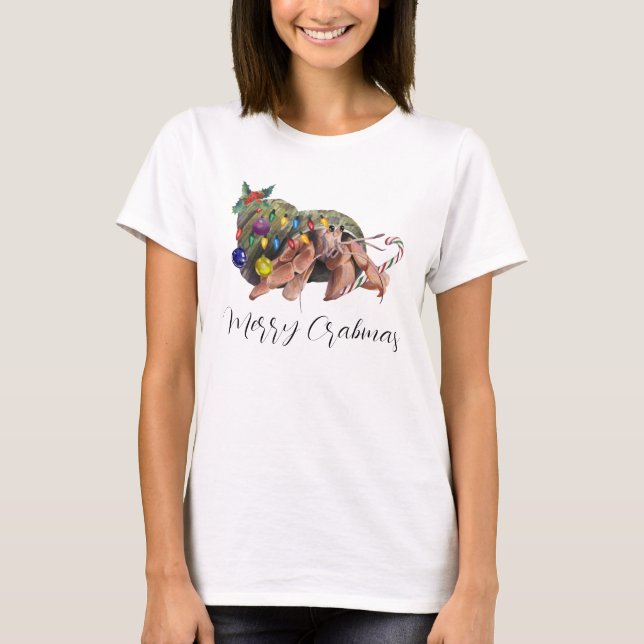 God jul Crabmas Hermit Crab Crustacean T Shirt (Framsida)