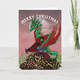 God jul Cranberry Dragon-hälsningskort Helgkort