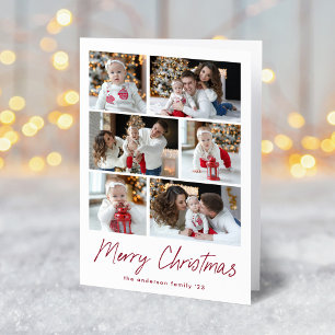 God jul Cranberry Script 6 Photo Collage Helgkort