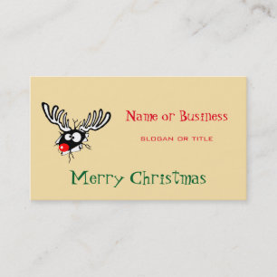 God Jul! Crazy Red Nposed Reindeer Visitkort