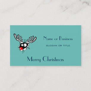 God Jul! Crazy Red Nposed Reindeer Visitkort
