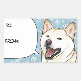 God jul Cream Shiba Inu Gift Märkre Rektangulärt Klistermärke