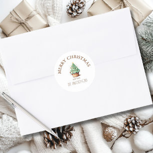 God jul! Cupkaka-jul-Träd Runt Klistermärke