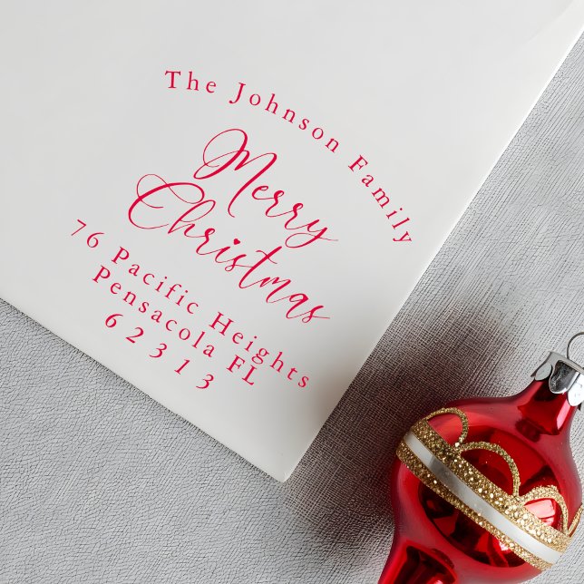 GOD JUL Curved Text Family Namn & Adress Självfärgande Stämpel (Skapare uppladdad)