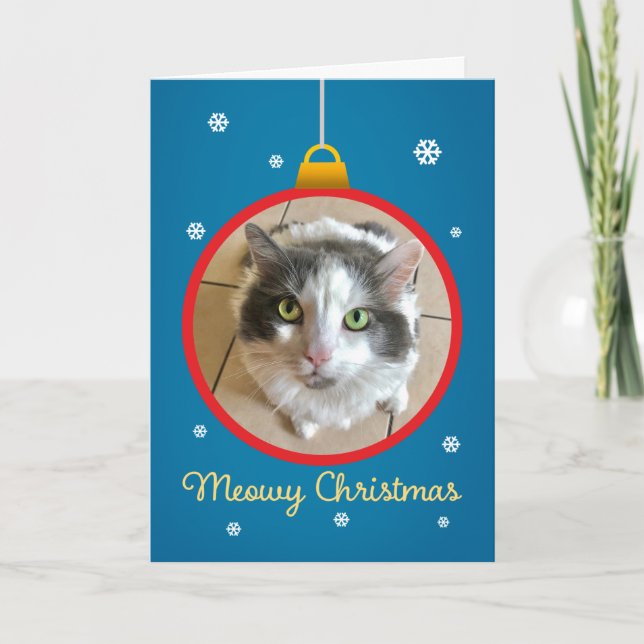 God Jul CUSTOM RAM add ditt kattfoto Helgkort (Framsida)