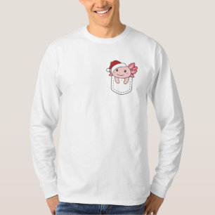 God jul Cute Axolotl i bröstfickan T Shirt