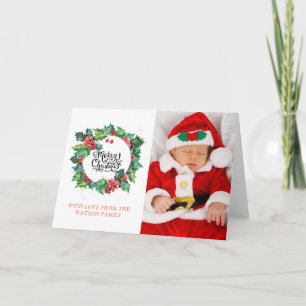 God jul Cute Baby i Santa Costume Photo Helgkort