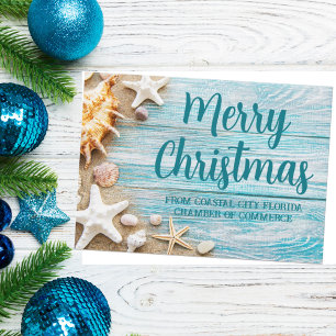 God jul Cute Beach Company Seashell Anpassningsbar Julkort