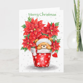 God jul, Cute Bear Pop Up från Poinsettias Kort