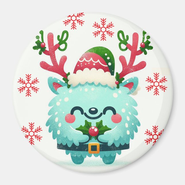 God jul Cute Blue monster Magnet (Framsidan)