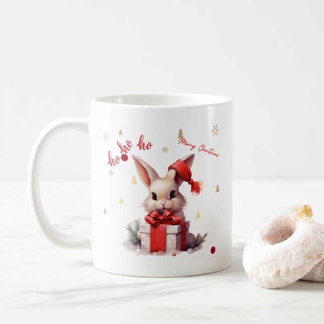 God jul Cute Bunny Kaffemugg (Med munk)