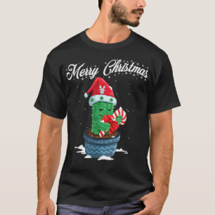 God jul Cute Cactus Santa Hat Candy cane X T Shirt