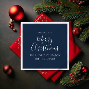 God jul Cute Calligraphy Simple Navy Blue Pappersservett