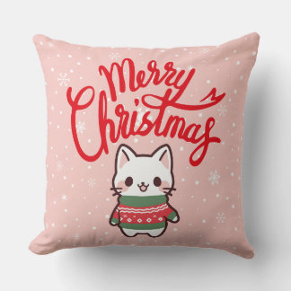 God jul Cute Cat Cushion Kudde