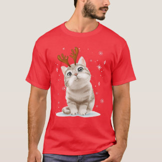 God jul Cute Cat Reindeer Matching Family T Shirt