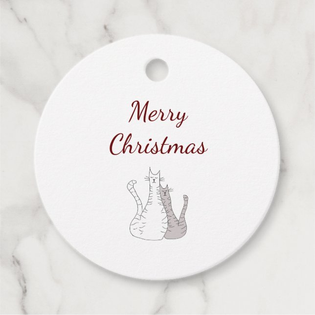 God jul Cute Cats-Elegant, skript Gåvor Etiketter (Framsida)