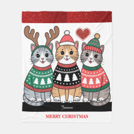 God jul Cute Cats Fleecefilt