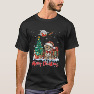 God jul Cute Cheetah Santa Hat Cheetah Lov T Shirt