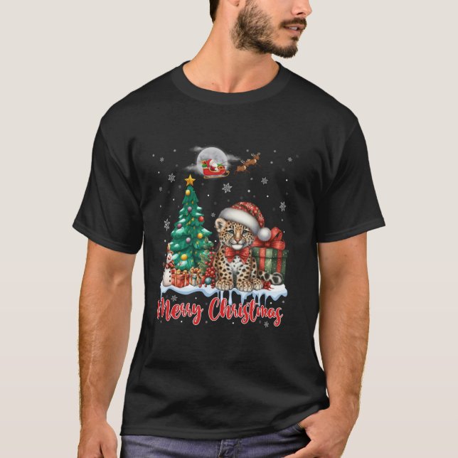 God jul Cute Cheetah Santa Hat Cheetah Lov T Shirt (Framsida)