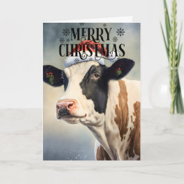 God jul Cute Cow Kort