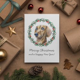 God jul Cute Dachshund Helgdag-utandningskort Julkort